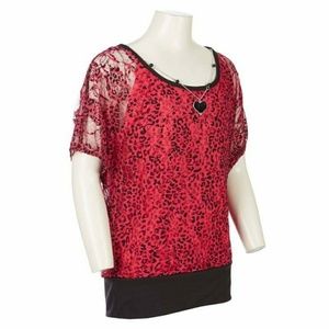 Brand New girls plus size Lace print top